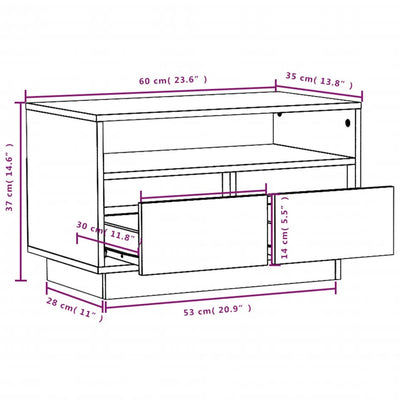 TV Cabinet White 60x35x37 cm Solid Wood Pine Payday Deals