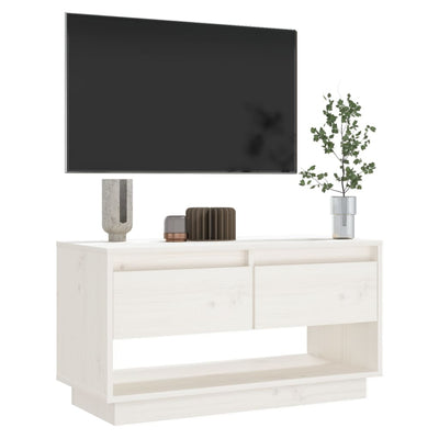 TV Cabinet White 74x34x40 cm Solid Wood Pine Payday Deals