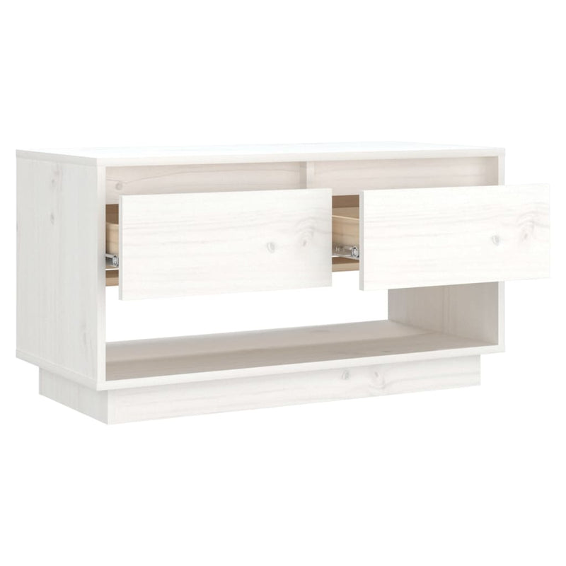 TV Cabinet White 74x34x40 cm Solid Wood Pine Payday Deals