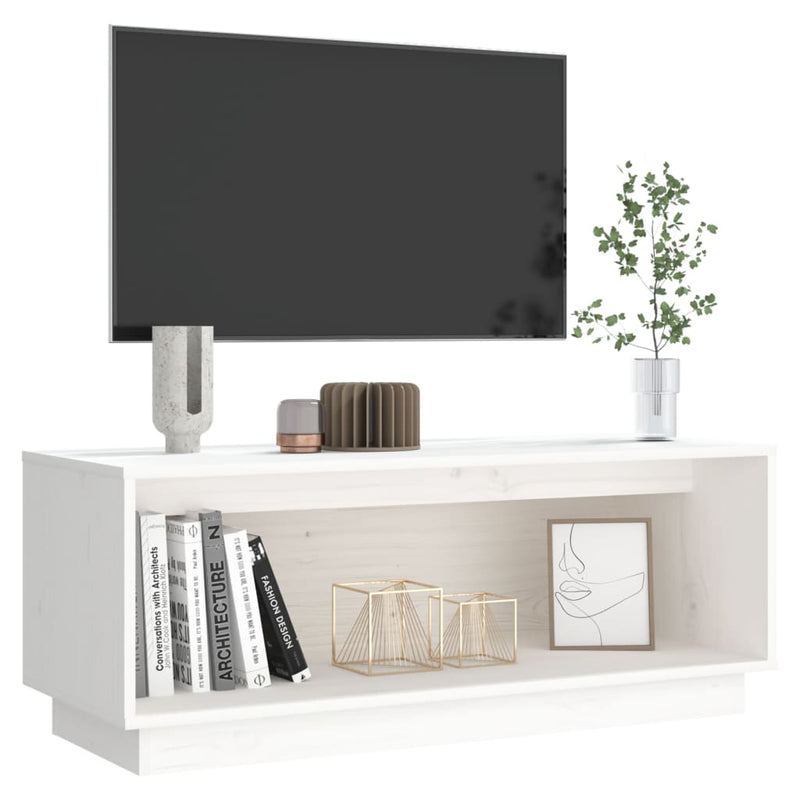 TV Cabinet White 90x35x35 cm Solid Wood Pine Payday Deals