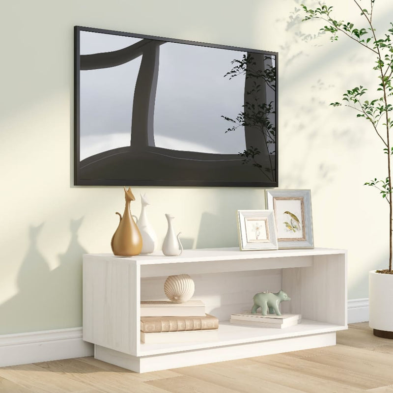 TV Cabinet White 90x35x35 cm Solid Wood Pine Payday Deals