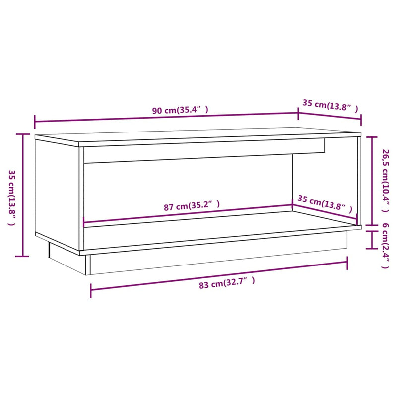 TV Cabinet White 90x35x35 cm Solid Wood Pine Payday Deals