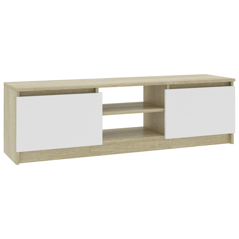 TV Cabinet White and Sonoma Oak 120x30x35.5 cm Engineered Wood Payday Deals