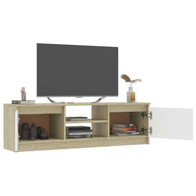 TV Cabinet White and Sonoma Oak 120x30x35.5 cm Engineered Wood Payday Deals