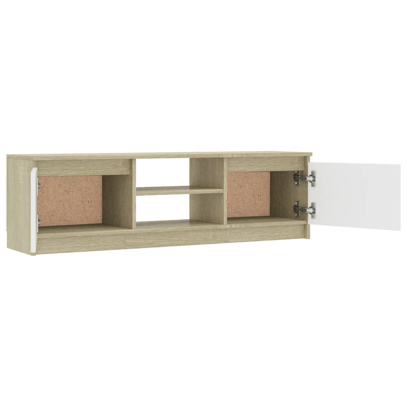 TV Cabinet White and Sonoma Oak 120x30x35.5 cm Engineered Wood Payday Deals