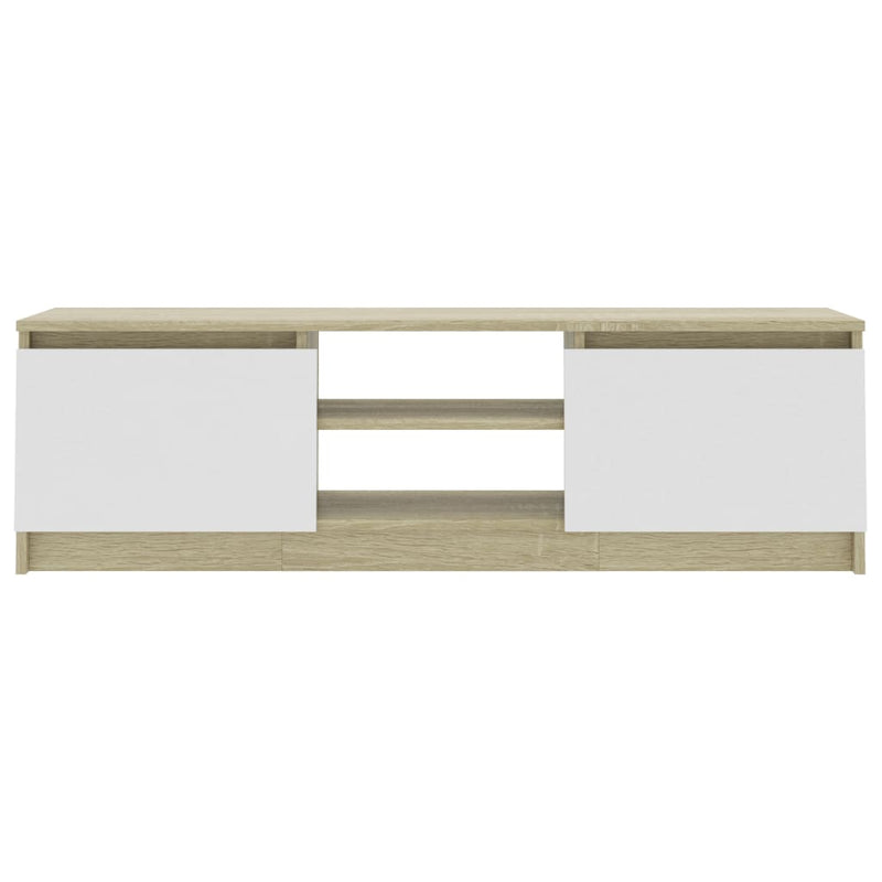 TV Cabinet White and Sonoma Oak 120x30x35.5 cm Engineered Wood Payday Deals