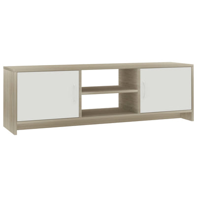 TV Cabinet White and Sonoma Oak 120x30x37.5 cm Engineered Wood Payday Deals