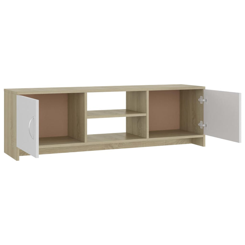 TV Cabinet White and Sonoma Oak 120x30x37.5 cm Engineered Wood Payday Deals