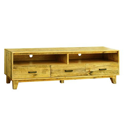 TV Cabinet with 3 Storage Drawers with Shelf in Wooden Entertainment Unit in Light Brown Colour Payday Deals