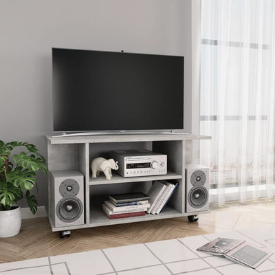TV Cabinet with Castors Concrete Grey 80x40x40 cm Engineered Wood