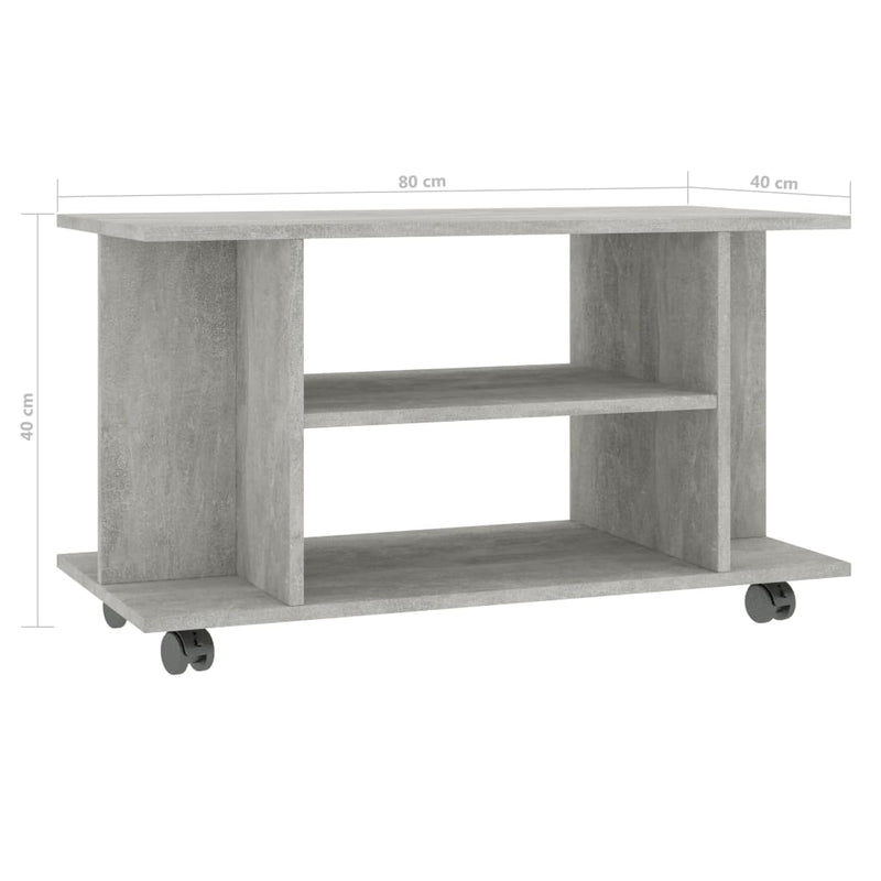 TV Cabinet with Castors Concrete Grey 80x40x40 cm Engineered Wood Payday Deals