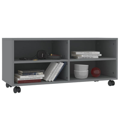 TV Cabinet with Castors Grey 90x35x35 cm Engineered Wood Payday Deals