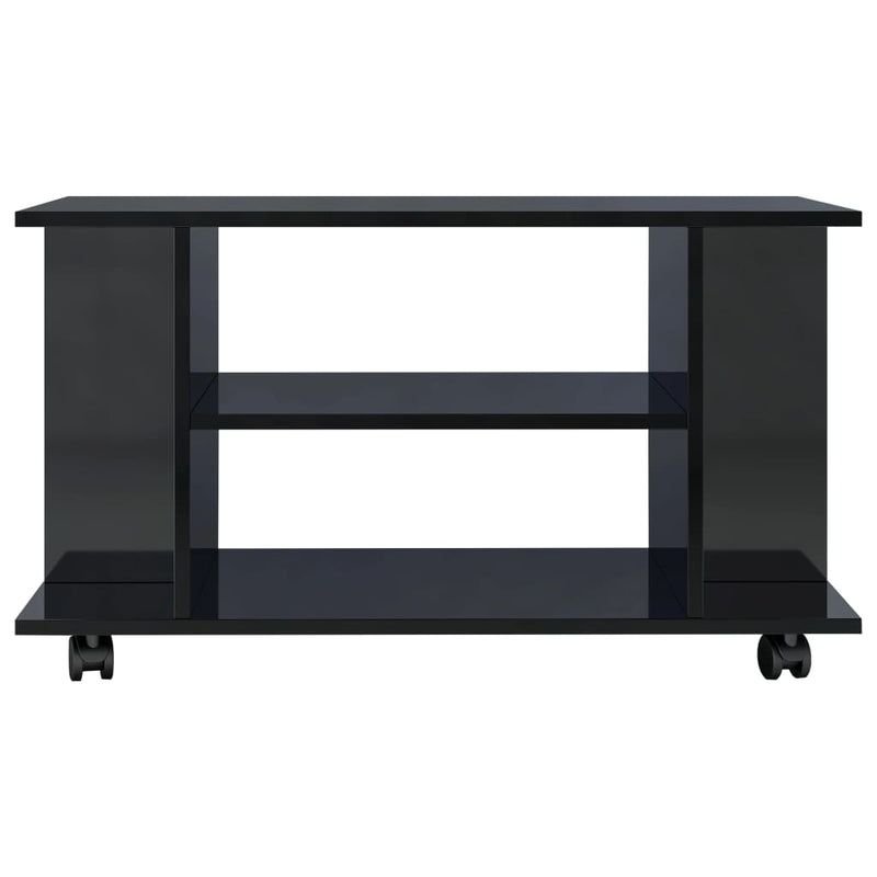 TV Cabinet with Castors High Gloss Black 80x40x40 cm Engineered Wood Payday Deals