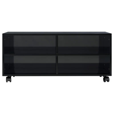 TV Cabinet with Castors High Gloss Black 90x35x35 cm Engineered Wood Payday Deals