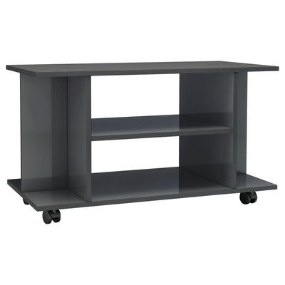 TV Cabinet with Castors High Gloss Grey 80x40x40 cm Engineered Wood Payday Deals