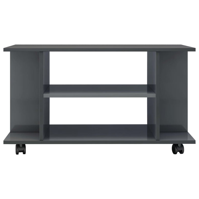 TV Cabinet with Castors High Gloss Grey 80x40x40 cm Engineered Wood Payday Deals