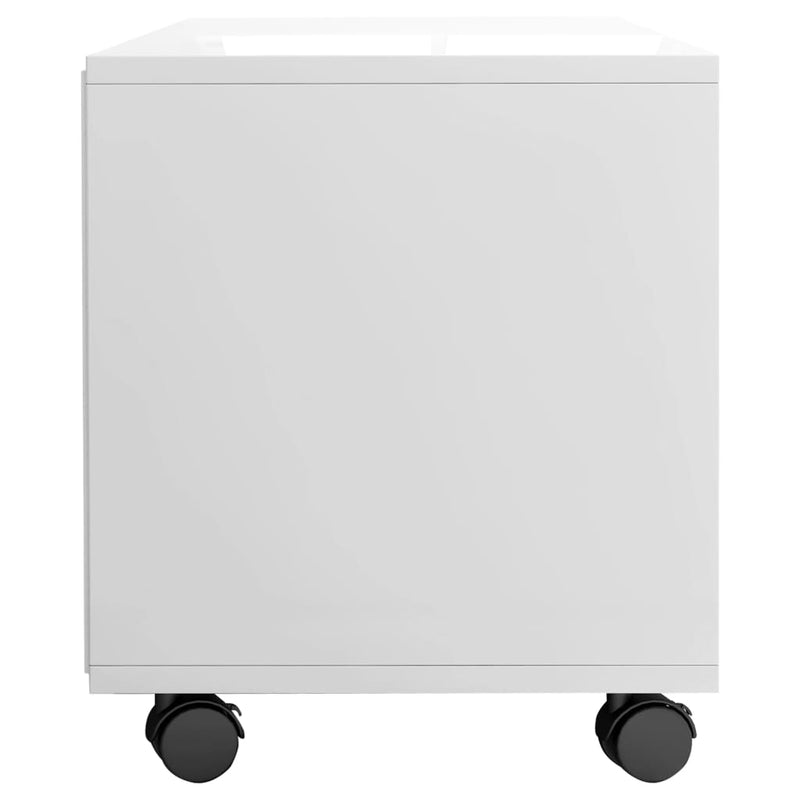 TV Cabinet with Castors High Gloss White 90x35x35 cm Engineered Wood Payday Deals