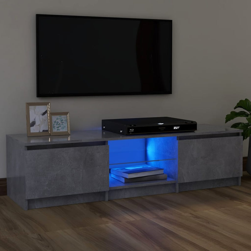 TV Cabinet with LED Lights Concrete Grey 120x30x35.5 cm Payday Deals