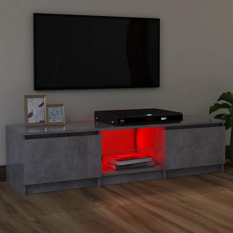 TV Cabinet with LED Lights Concrete Grey 120x30x35.5 cm Payday Deals