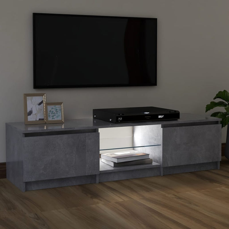 TV Cabinet with LED Lights Concrete Grey 120x30x35.5 cm Payday Deals