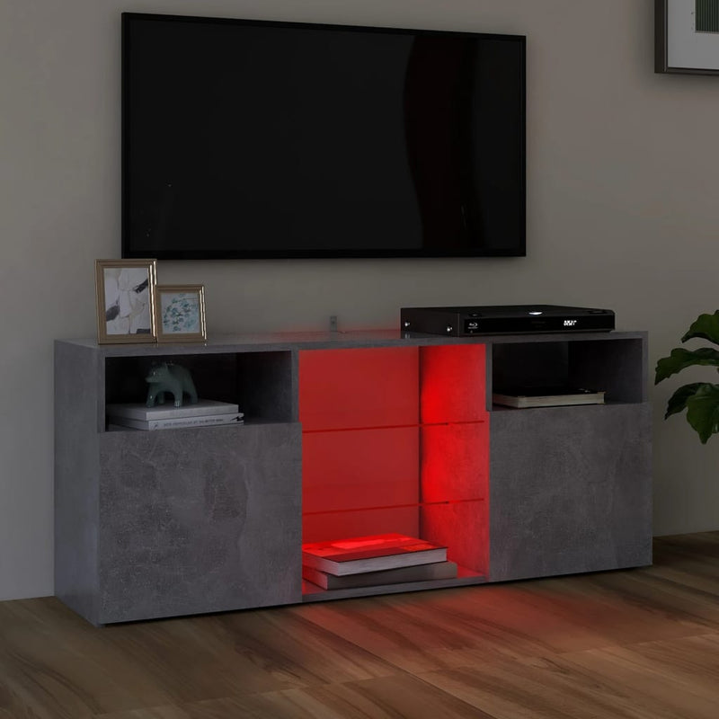 TV Cabinet with LED Lights Concrete Grey 120x30x50 cm Payday Deals