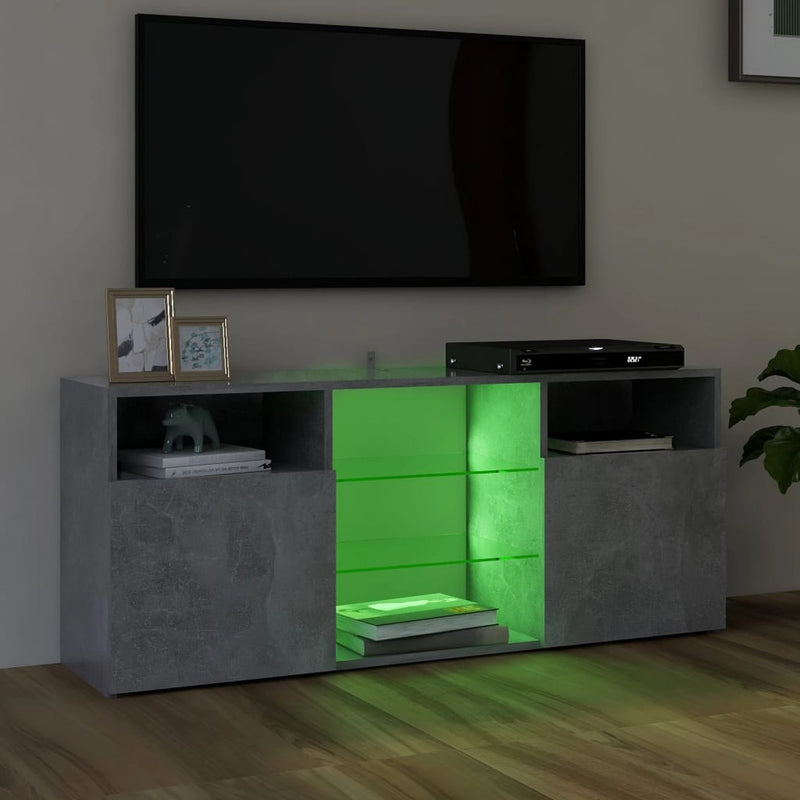 TV Cabinet with LED Lights Concrete Grey 120x30x50 cm Payday Deals