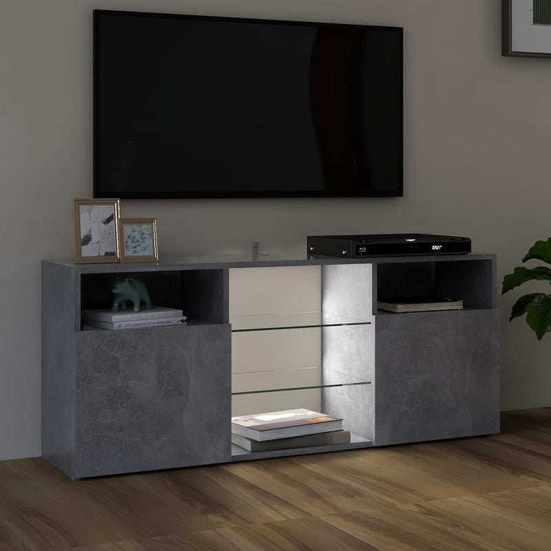 TV Cabinet with LED Lights Concrete Grey 120x30x50 cm Payday Deals