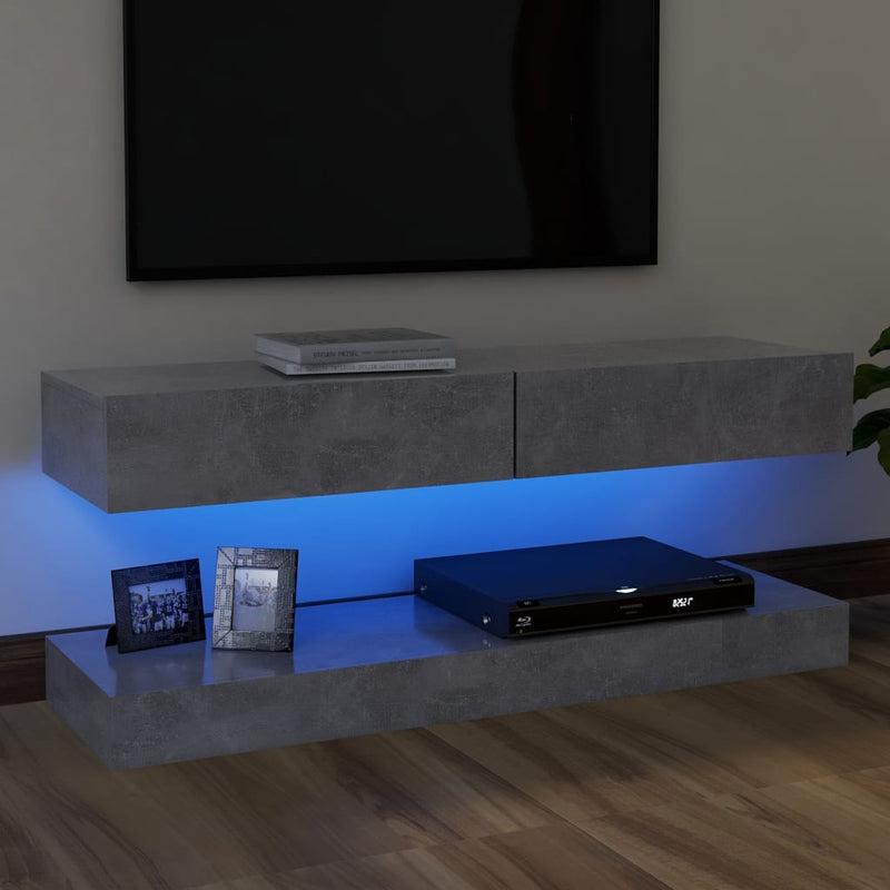 TV Cabinet with LED Lights Concrete Grey 120x35 cm Payday Deals