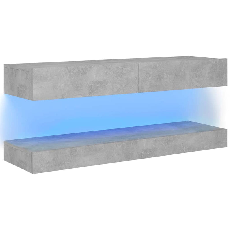 TV Cabinet with LED Lights Concrete Grey 120x35 cm Payday Deals