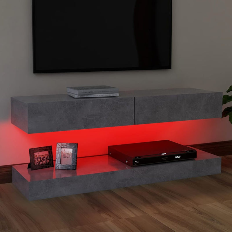 TV Cabinet with LED Lights Concrete Grey 120x35 cm Payday Deals