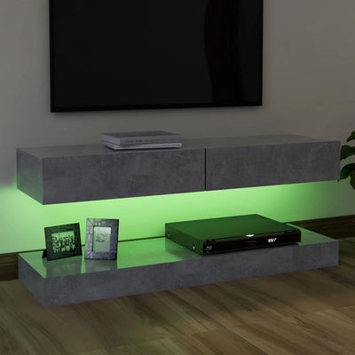 TV Cabinet with LED Lights Concrete Grey 120x35 cm Payday Deals