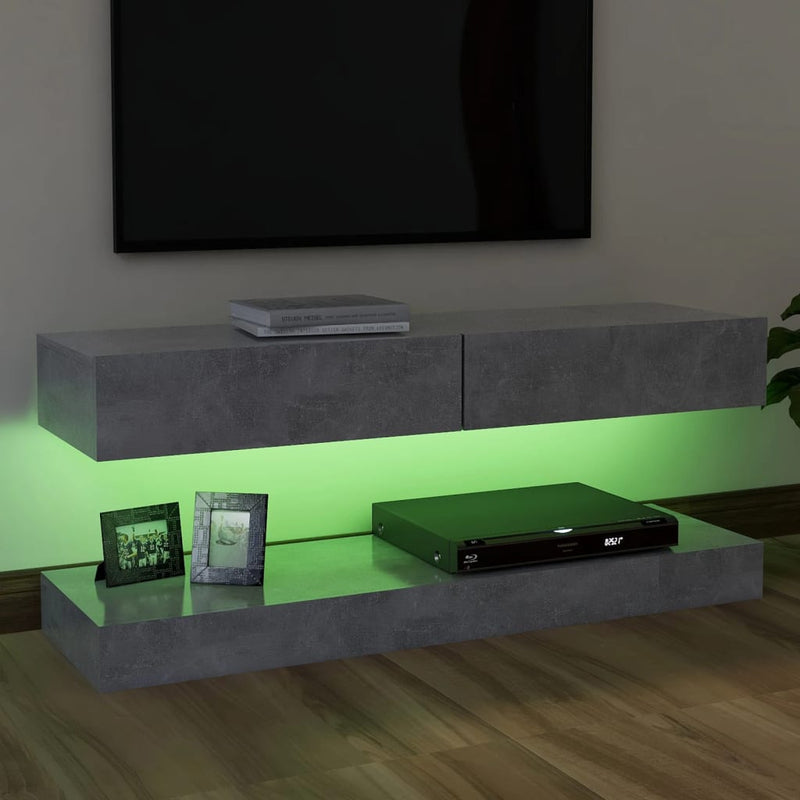 TV Cabinet with LED Lights Concrete Grey 120x35 cm Payday Deals