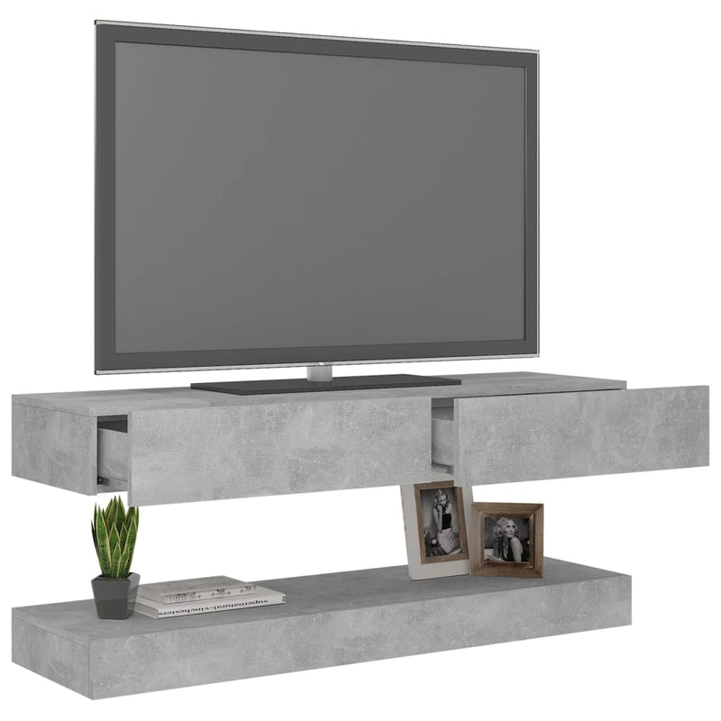 TV Cabinet with LED Lights Concrete Grey 120x35 cm Payday Deals