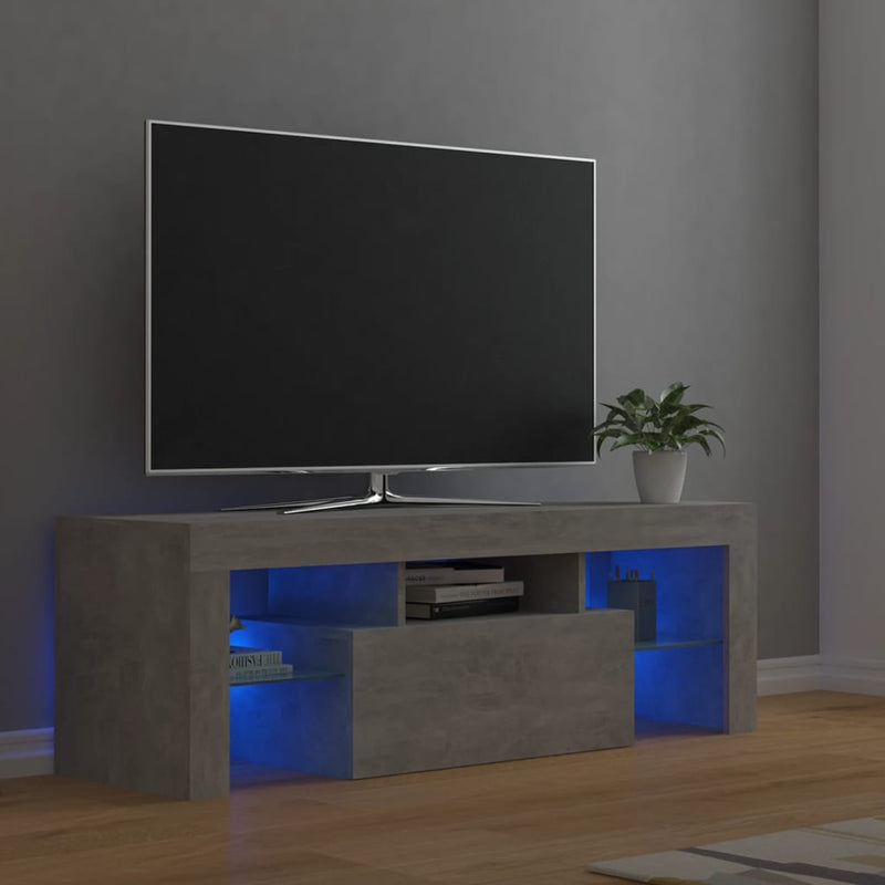 TV Cabinet with LED Lights Concrete Grey 120x35x40 cm Payday Deals