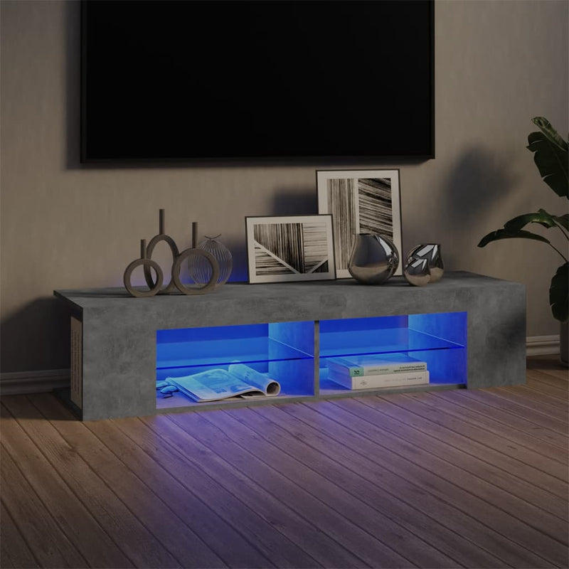 TV Cabinet with LED Lights Concrete Grey 135x39x30 cm Payday Deals