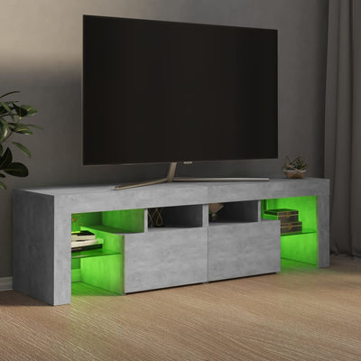 TV Cabinet with LED Lights Concrete Grey 140x36.5x40 cm Payday Deals