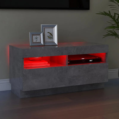 TV Cabinet with LED Lights Concrete Grey 80x35x40 cm Payday Deals