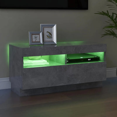 TV Cabinet with LED Lights Concrete Grey 80x35x40 cm Payday Deals