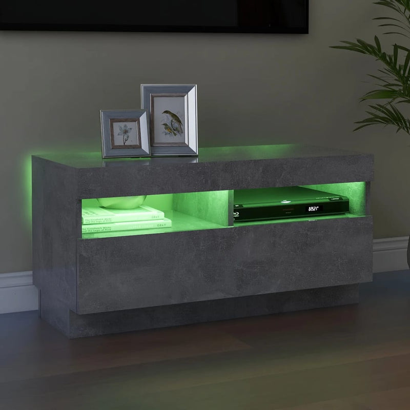 TV Cabinet with LED Lights Concrete Grey 80x35x40 cm Payday Deals