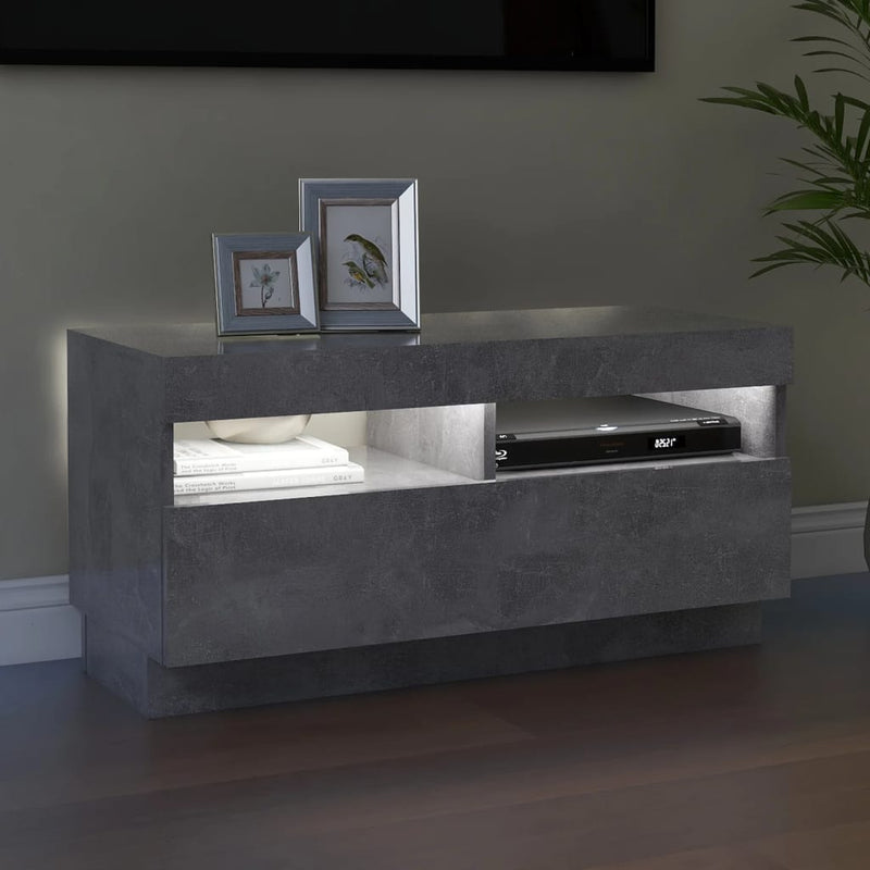 TV Cabinet with LED Lights Concrete Grey 80x35x40 cm Payday Deals