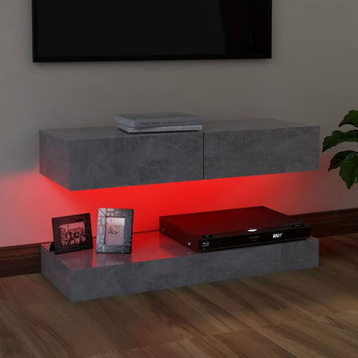 TV Cabinet with LED Lights Concrete Grey 90x35 cm Payday Deals