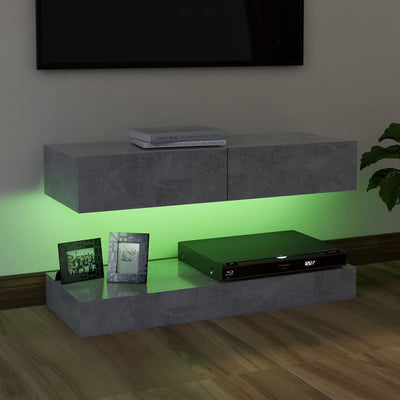 TV Cabinet with LED Lights Concrete Grey 90x35 cm Payday Deals