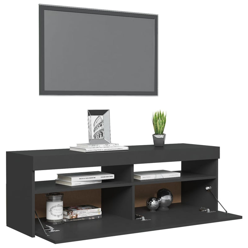 TV Cabinet with LED Lights Grey 120x35x40 cm Payday Deals