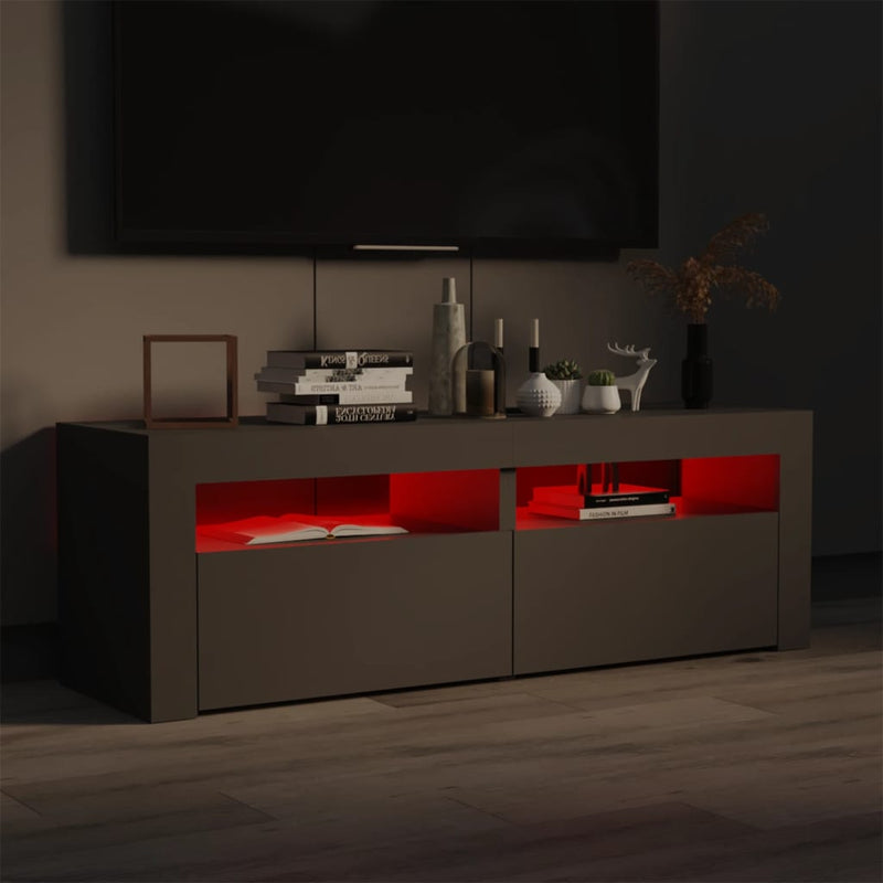 TV Cabinet with LED Lights Grey 120x35x40 cm Payday Deals