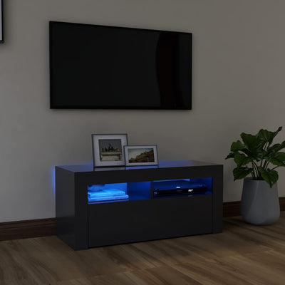 TV Cabinet with LED Lights Grey 90x35x40 cm