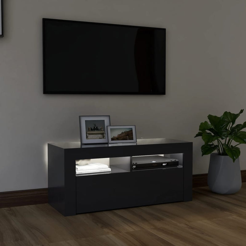 TV Cabinet with LED Lights Grey 90x35x40 cm Payday Deals