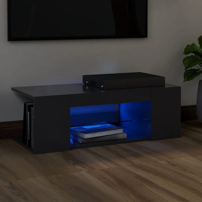 TV Cabinet with LED Lights Grey 90x39x30 cm