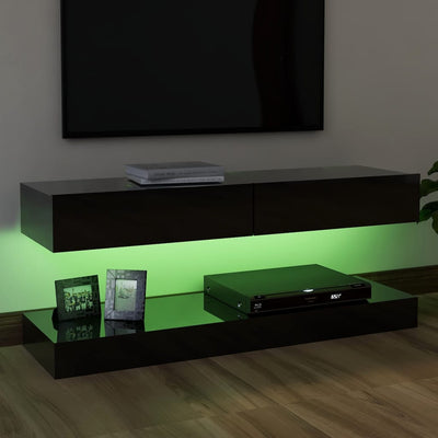 TV Cabinet with LED Lights High Gloss Black 120x35 cm Payday Deals