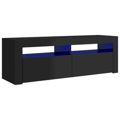 TV Cabinet with LED Lights High Gloss Black 120x35x40 cm Payday Deals