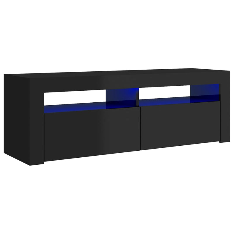 TV Cabinet with LED Lights High Gloss Black 120x35x40 cm Payday Deals